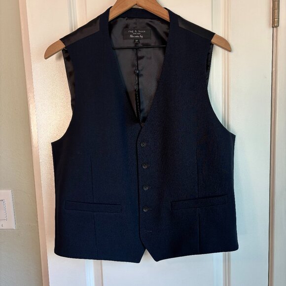 NWT Rag & Bone Size 42 Navy Chester Waistcoat Fabric Made in Italy - Picture 1 of 8